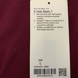 LuluLemon 5 Year Basic Tee